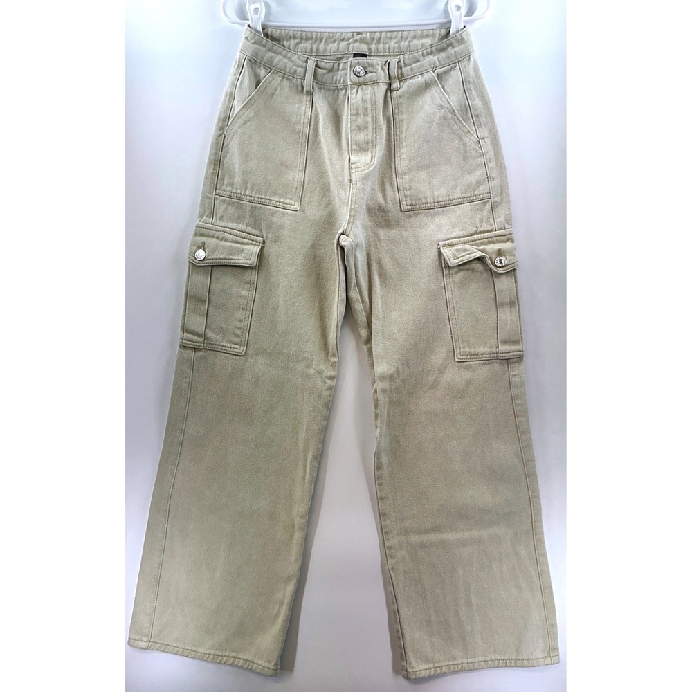 Cider Beige Wide Leg Cargo Pants Sz‎ M Minimalist Utility Gorpcore Streetwear